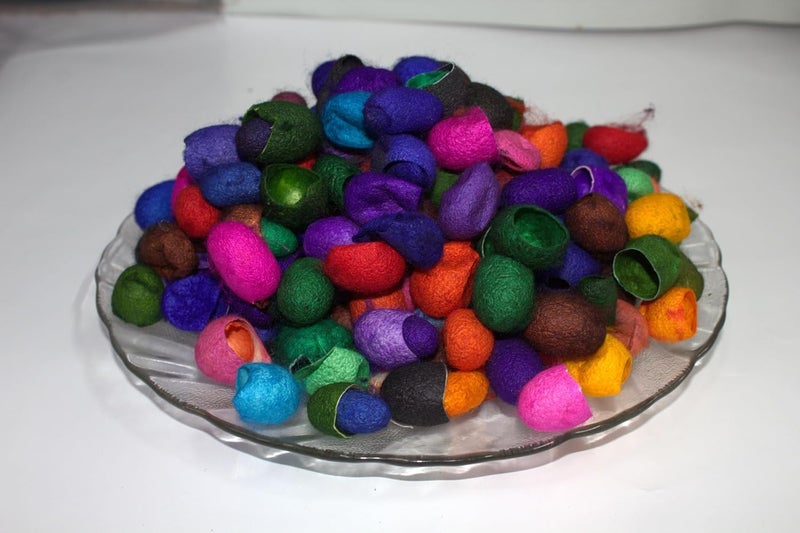 Knitsilk Hand Dyed Silk Cocoons, Silk Cut Cocoons, Mulberry Silk Fibersâ€“ Pack of 1-40 pcs - Image 2